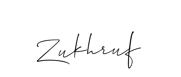 Use a signature maker to create a handwritten signature online. With this signature software, you can design (Allison_Script) your own signature for name Zukhruf. Zukhruf signature style 2 images and pictures png