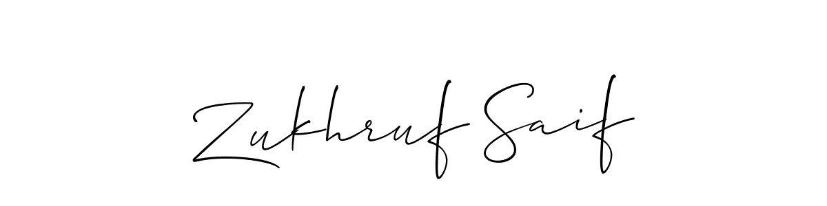 Use a signature maker to create a handwritten signature online. With this signature software, you can design (Allison_Script) your own signature for name Zukhruf Saif. Zukhruf Saif signature style 2 images and pictures png