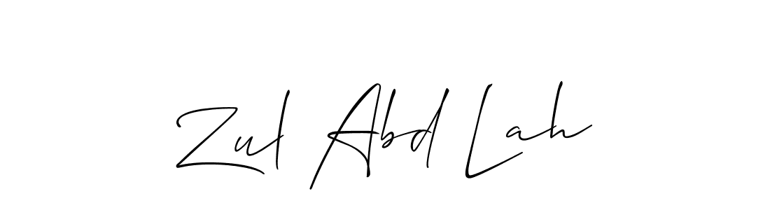 Use a signature maker to create a handwritten signature online. With this signature software, you can design (Allison_Script) your own signature for name Zul Abd Lah. Zul Abd Lah signature style 2 images and pictures png