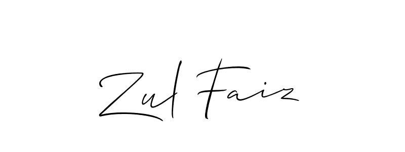 How to Draw Zul Faiz signature style? Allison_Script is a latest design signature styles for name Zul Faiz. Zul Faiz signature style 2 images and pictures png