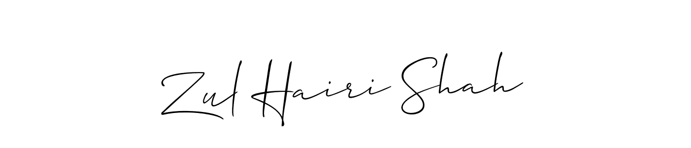 How to make Zul Hairi Shah name signature. Use Allison_Script style for creating short signs online. This is the latest handwritten sign. Zul Hairi Shah signature style 2 images and pictures png