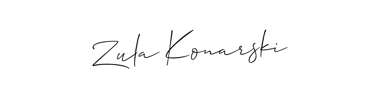 Make a short Zula Konarski signature style. Manage your documents anywhere anytime using Allison_Script. Create and add eSignatures, submit forms, share and send files easily. Zula Konarski signature style 2 images and pictures png