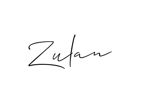 Create a beautiful signature design for name Zulan. With this signature (Allison_Script) fonts, you can make a handwritten signature for free. Zulan signature style 2 images and pictures png