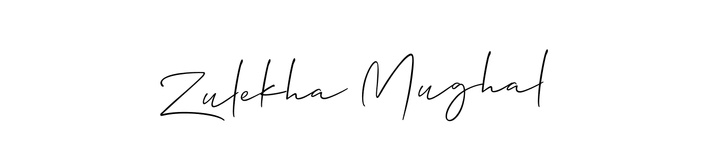 You should practise on your own different ways (Allison_Script) to write your name (Zulekha Mughal) in signature. don't let someone else do it for you. Zulekha Mughal signature style 2 images and pictures png