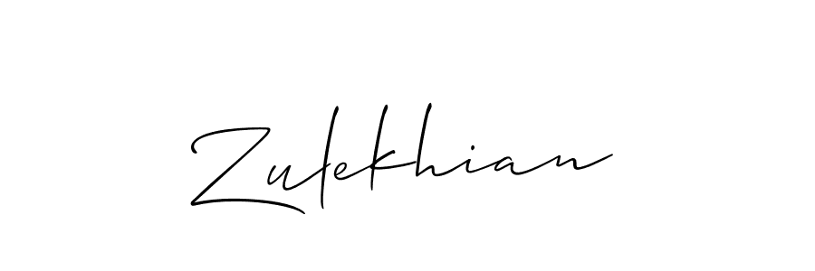 Similarly Allison_Script is the best handwritten signature design. Signature creator online .You can use it as an online autograph creator for name Zulekhian. Zulekhian signature style 2 images and pictures png