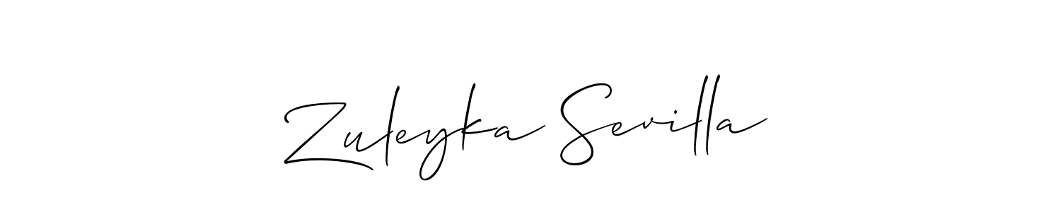 Create a beautiful signature design for name Zuleyka Sevilla. With this signature (Allison_Script) fonts, you can make a handwritten signature for free. Zuleyka Sevilla signature style 2 images and pictures png