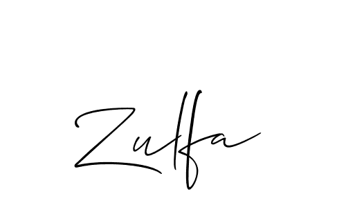 Use a signature maker to create a handwritten signature online. With this signature software, you can design (Allison_Script) your own signature for name Zulfa. Zulfa signature style 2 images and pictures png