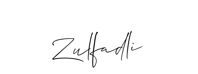 if you are searching for the best signature style for your name Zulfadli. so please give up your signature search. here we have designed multiple signature styles  using Allison_Script. Zulfadli signature style 2 images and pictures png
