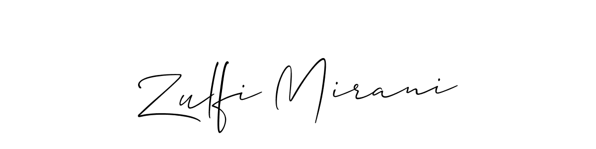 How to make Zulfi Mirani name signature. Use Allison_Script style for creating short signs online. This is the latest handwritten sign. Zulfi Mirani signature style 2 images and pictures png