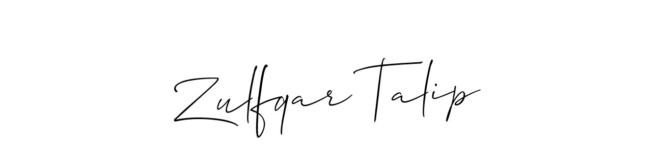 Create a beautiful signature design for name Zulfqar Talip. With this signature (Allison_Script) fonts, you can make a handwritten signature for free. Zulfqar Talip signature style 2 images and pictures png