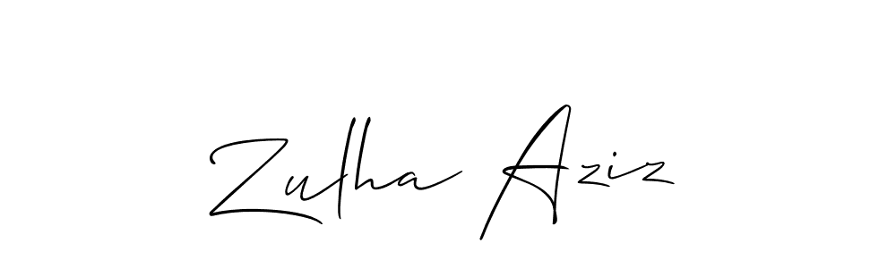 Zulha Aziz stylish signature style. Best Handwritten Sign (Allison_Script) for my name. Handwritten Signature Collection Ideas for my name Zulha Aziz. Zulha Aziz signature style 2 images and pictures png