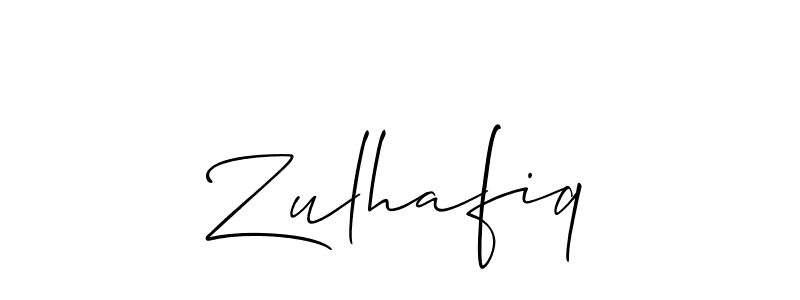 Make a beautiful signature design for name Zulhafiq. With this signature (Allison_Script) style, you can create a handwritten signature for free. Zulhafiq signature style 2 images and pictures png