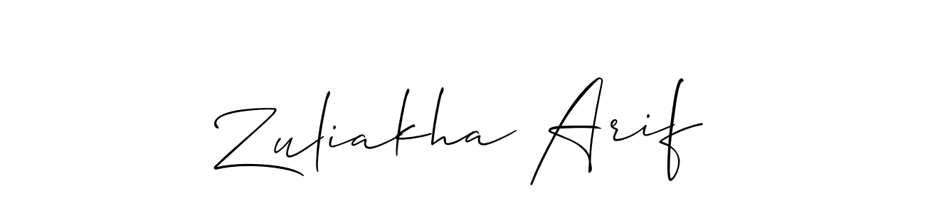 Use a signature maker to create a handwritten signature online. With this signature software, you can design (Allison_Script) your own signature for name Zuliakha Arif. Zuliakha Arif signature style 2 images and pictures png