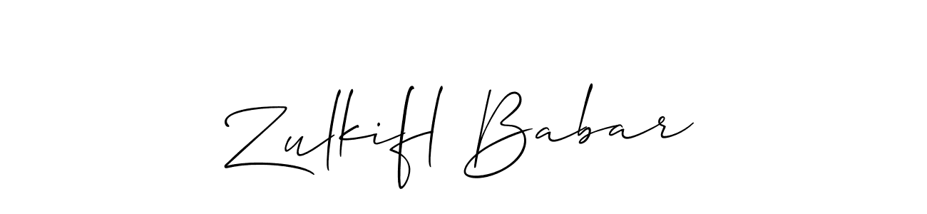 if you are searching for the best signature style for your name Zulkifl Babar. so please give up your signature search. here we have designed multiple signature styles  using Allison_Script. Zulkifl Babar signature style 2 images and pictures png