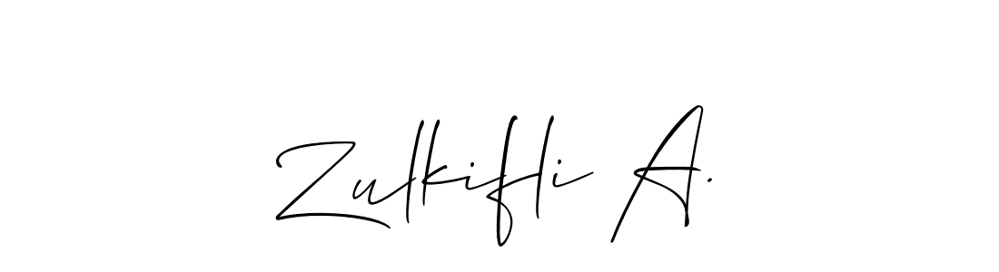 Make a beautiful signature design for name Zulkifli A.. With this signature (Allison_Script) style, you can create a handwritten signature for free. Zulkifli A. signature style 2 images and pictures png