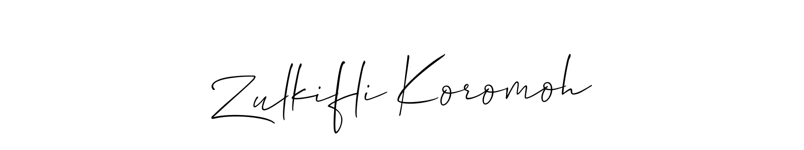 You can use this online signature creator to create a handwritten signature for the name Zulkifli Koromoh. This is the best online autograph maker. Zulkifli Koromoh signature style 2 images and pictures png
