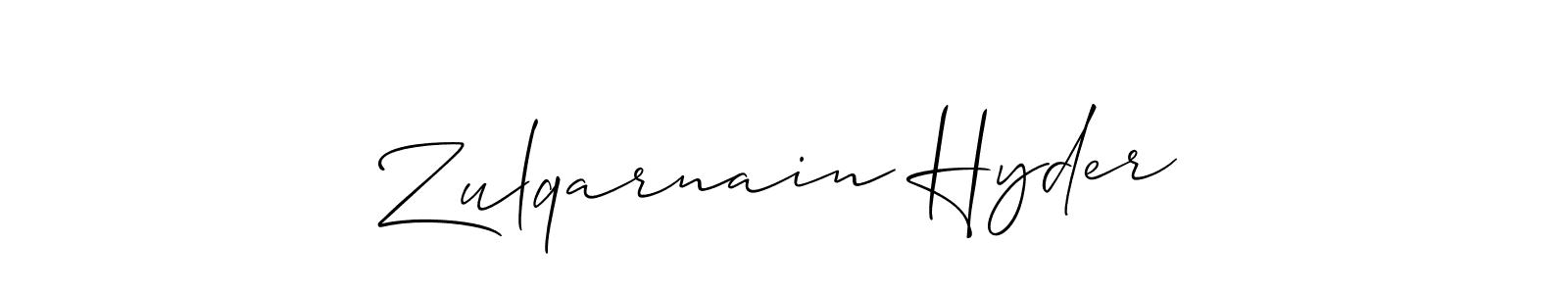 The best way (Allison_Script) to make a short signature is to pick only two or three words in your name. The name Zulqarnain Hyder include a total of six letters. For converting this name. Zulqarnain Hyder signature style 2 images and pictures png