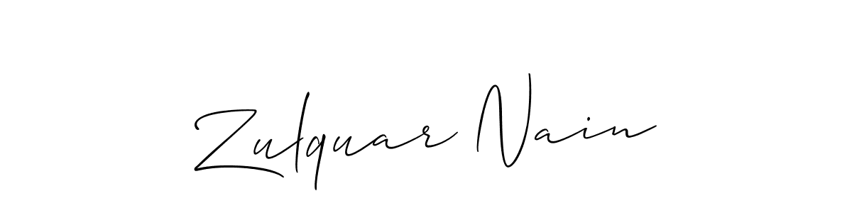 How to make Zulquar Nain name signature. Use Allison_Script style for creating short signs online. This is the latest handwritten sign. Zulquar Nain signature style 2 images and pictures png