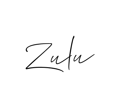 Design your own signature with our free online signature maker. With this signature software, you can create a handwritten (Allison_Script) signature for name Zulu. Zulu signature style 2 images and pictures png