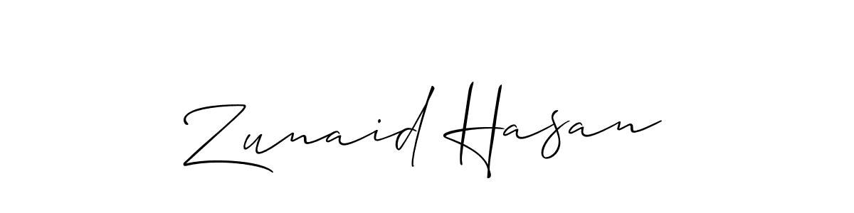 Also we have Zunaid Hasan name is the best signature style. Create professional handwritten signature collection using Allison_Script autograph style. Zunaid Hasan signature style 2 images and pictures png