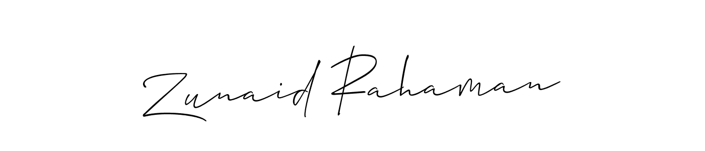 How to Draw Zunaid Rahaman signature style? Allison_Script is a latest design signature styles for name Zunaid Rahaman. Zunaid Rahaman signature style 2 images and pictures png