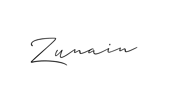 Create a beautiful signature design for name Zunain. With this signature (Allison_Script) fonts, you can make a handwritten signature for free. Zunain signature style 2 images and pictures png