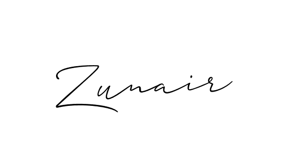 Use a signature maker to create a handwritten signature online. With this signature software, you can design (Allison_Script) your own signature for name Zunair. Zunair signature style 2 images and pictures png