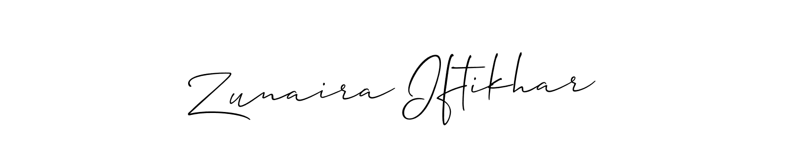 It looks lik you need a new signature style for name Zunaira Iftikhar. Design unique handwritten (Allison_Script) signature with our free signature maker in just a few clicks. Zunaira Iftikhar signature style 2 images and pictures png