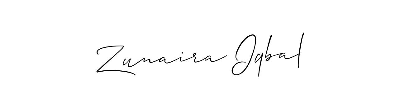 Use a signature maker to create a handwritten signature online. With this signature software, you can design (Allison_Script) your own signature for name Zunaira Iqbal. Zunaira Iqbal signature style 2 images and pictures png