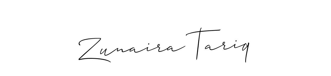 Also we have Zunaira Tariq name is the best signature style. Create professional handwritten signature collection using Allison_Script autograph style. Zunaira Tariq signature style 2 images and pictures png