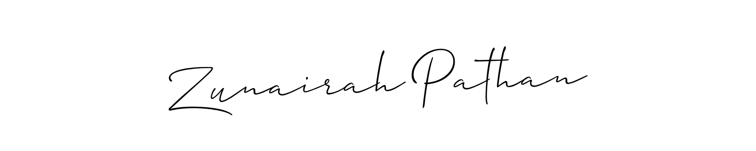 It looks lik you need a new signature style for name Zunairah Pathan. Design unique handwritten (Allison_Script) signature with our free signature maker in just a few clicks. Zunairah Pathan signature style 2 images and pictures png