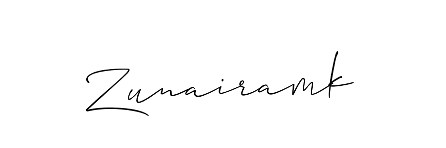 Create a beautiful signature design for name Zunairamk. With this signature (Allison_Script) fonts, you can make a handwritten signature for free. Zunairamk signature style 2 images and pictures png