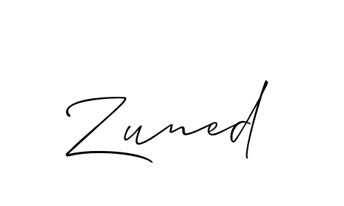 How to make Zuned signature? Allison_Script is a professional autograph style. Create handwritten signature for Zuned name. Zuned signature style 2 images and pictures png