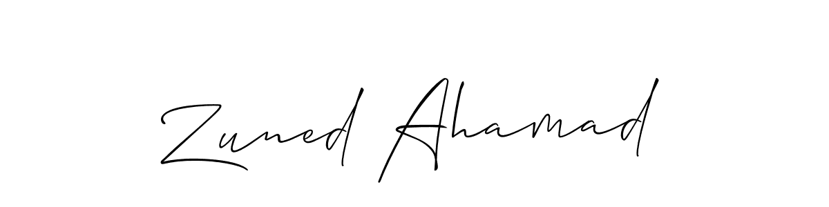 It looks lik you need a new signature style for name Zuned Ahamad. Design unique handwritten (Allison_Script) signature with our free signature maker in just a few clicks. Zuned Ahamad signature style 2 images and pictures png