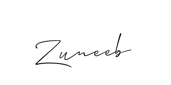 Also we have Zuneeb name is the best signature style. Create professional handwritten signature collection using Allison_Script autograph style. Zuneeb signature style 2 images and pictures png