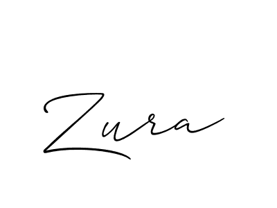 Design your own signature with our free online signature maker. With this signature software, you can create a handwritten (Allison_Script) signature for name Zura. Zura signature style 2 images and pictures png