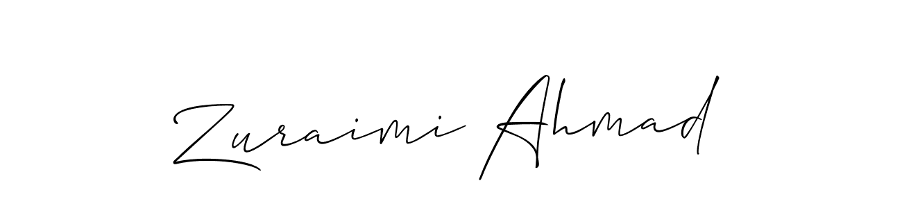 It looks lik you need a new signature style for name Zuraimi Ahmad. Design unique handwritten (Allison_Script) signature with our free signature maker in just a few clicks. Zuraimi Ahmad signature style 2 images and pictures png