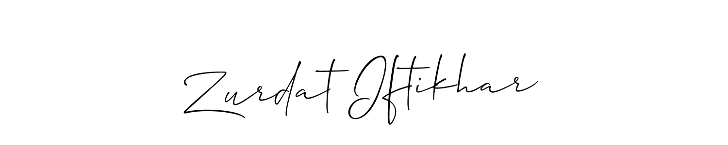 How to make Zurdat Iftikhar name signature. Use Allison_Script style for creating short signs online. This is the latest handwritten sign. Zurdat Iftikhar signature style 2 images and pictures png