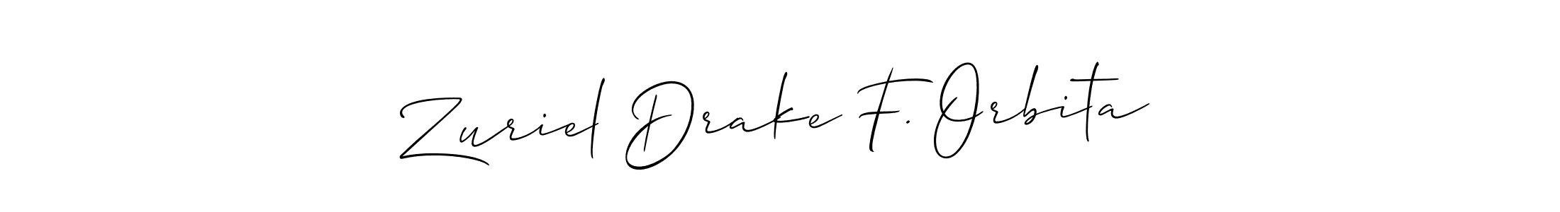 Design your own signature with our free online signature maker. With this signature software, you can create a handwritten (Allison_Script) signature for name Zuriel Drake F. Orbita. Zuriel Drake F. Orbita signature style 2 images and pictures png