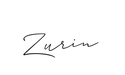 Design your own signature with our free online signature maker. With this signature software, you can create a handwritten (Allison_Script) signature for name Zurin. Zurin signature style 2 images and pictures png