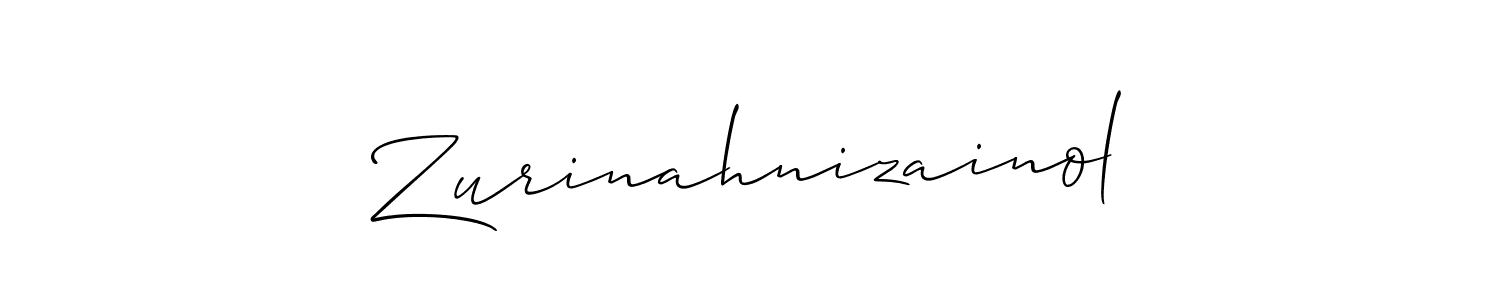 The best way (Allison_Script) to make a short signature is to pick only two or three words in your name. The name Zurinahnizainol include a total of six letters. For converting this name. Zurinahnizainol signature style 2 images and pictures png