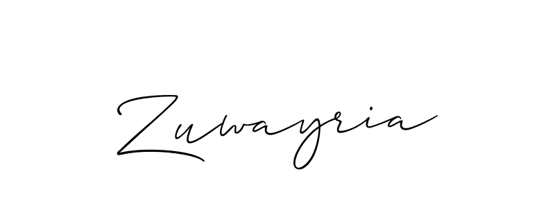 How to make Zuwayria name signature. Use Allison_Script style for creating short signs online. This is the latest handwritten sign. Zuwayria signature style 2 images and pictures png