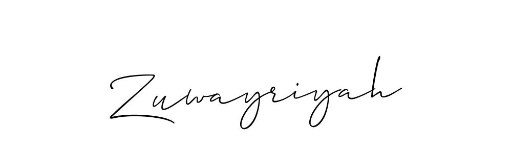 Use a signature maker to create a handwritten signature online. With this signature software, you can design (Allison_Script) your own signature for name Zuwayriyah. Zuwayriyah signature style 2 images and pictures png