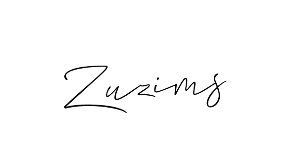 Create a beautiful signature design for name Zuzims. With this signature (Allison_Script) fonts, you can make a handwritten signature for free. Zuzims signature style 2 images and pictures png