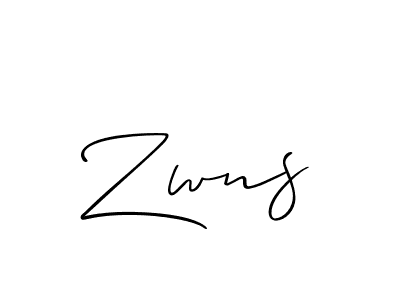Make a beautiful signature design for name Zwns. With this signature (Allison_Script) style, you can create a handwritten signature for free. Zwns signature style 2 images and pictures png