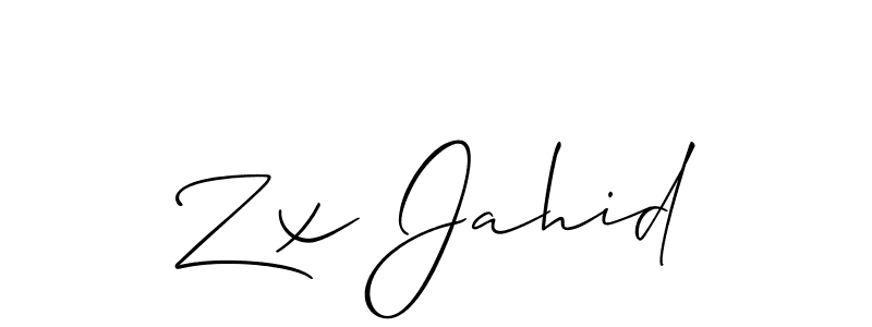 Use a signature maker to create a handwritten signature online. With this signature software, you can design (Allison_Script) your own signature for name Zx Jahid. Zx Jahid signature style 2 images and pictures png