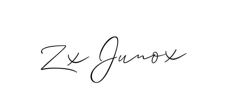 The best way (Allison_Script) to make a short signature is to pick only two or three words in your name. The name Zx Junox include a total of six letters. For converting this name. Zx Junox signature style 2 images and pictures png
