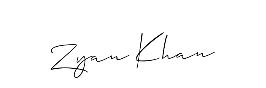 Make a beautiful signature design for name Zyan Khan. With this signature (Allison_Script) style, you can create a handwritten signature for free. Zyan Khan signature style 2 images and pictures png