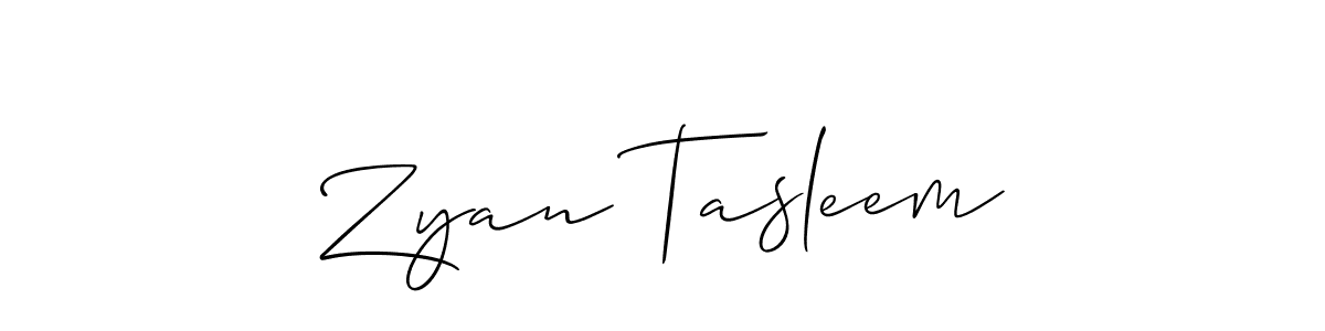 How to make Zyan Tasleem name signature. Use Allison_Script style for creating short signs online. This is the latest handwritten sign. Zyan Tasleem signature style 2 images and pictures png