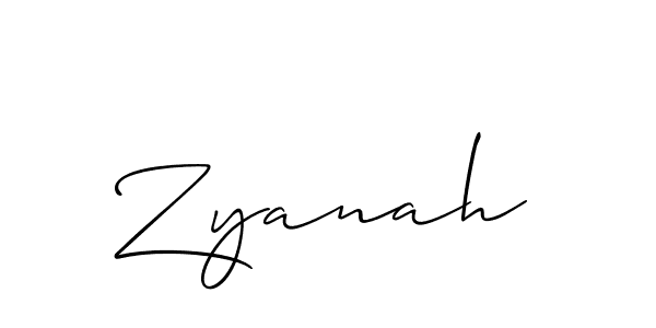 Design your own signature with our free online signature maker. With this signature software, you can create a handwritten (Allison_Script) signature for name Zyanah. Zyanah signature style 2 images and pictures png